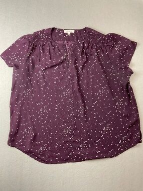Monday Fun Burgundy V-Neck Blouse Size 2X